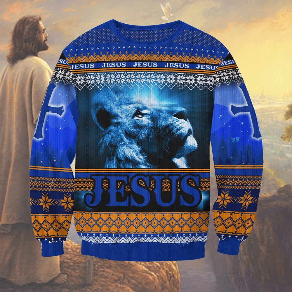 Lion Jesus Cross Sweater