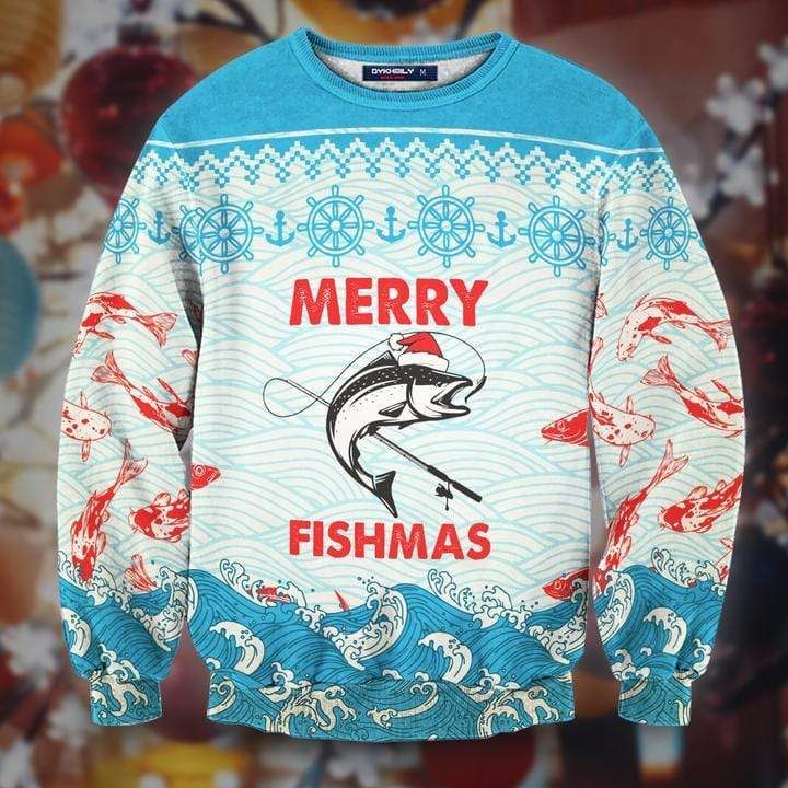 Merry Fishmas Christmas Fishing Sweater