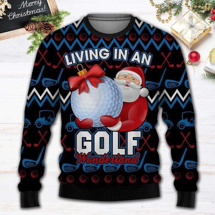 Santa Claws Living In An Gold Wonderland Ugly Christmas Sweatshirt
