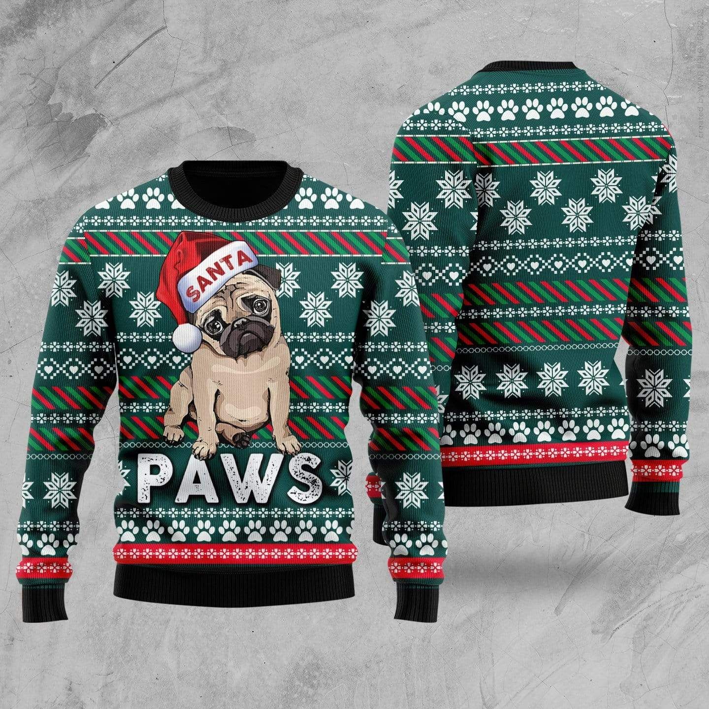Christmas Santa Paws Pug Dog Sweater