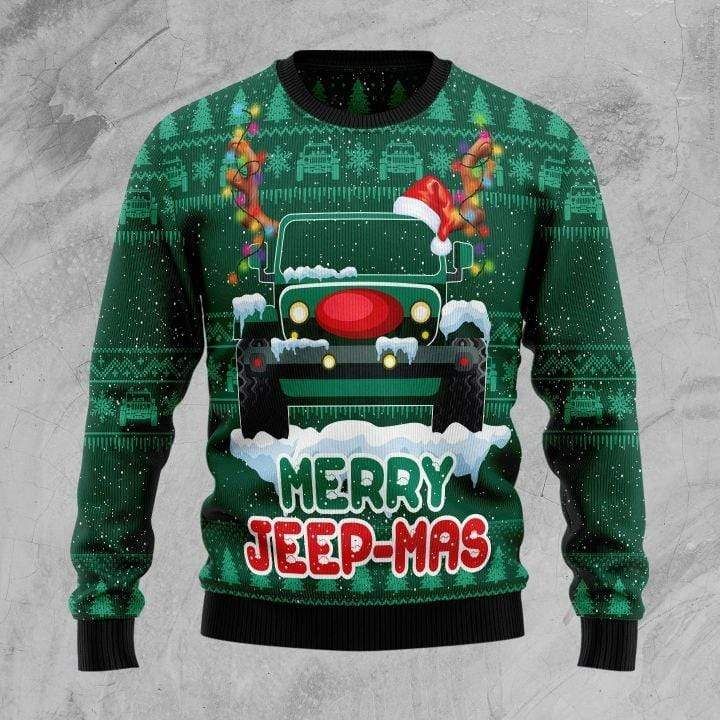 Merry Jeep-Mas Green Sweater