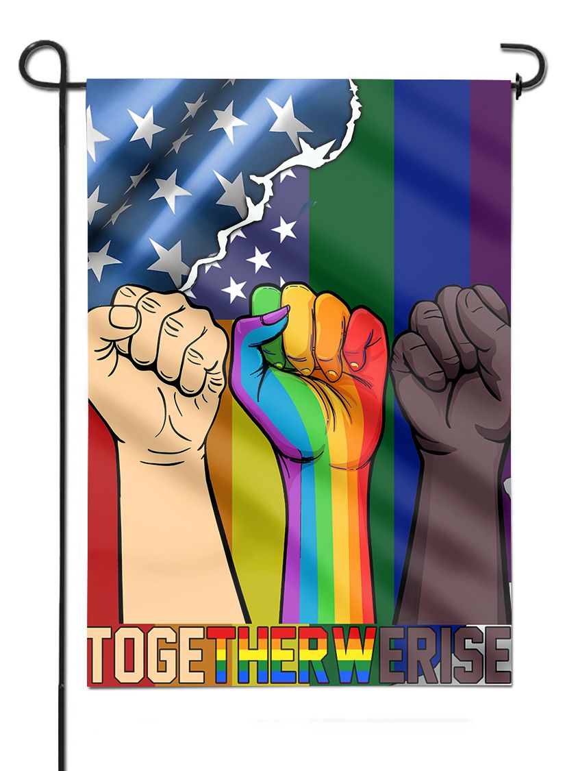 White LGBT Black Together We Rise Flag PAN