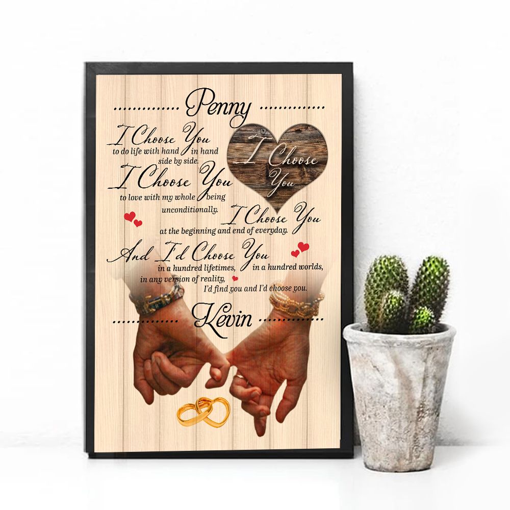 Personalized Gift For Couple Poster I Choose You To Do Life With Hand In Hand PAN