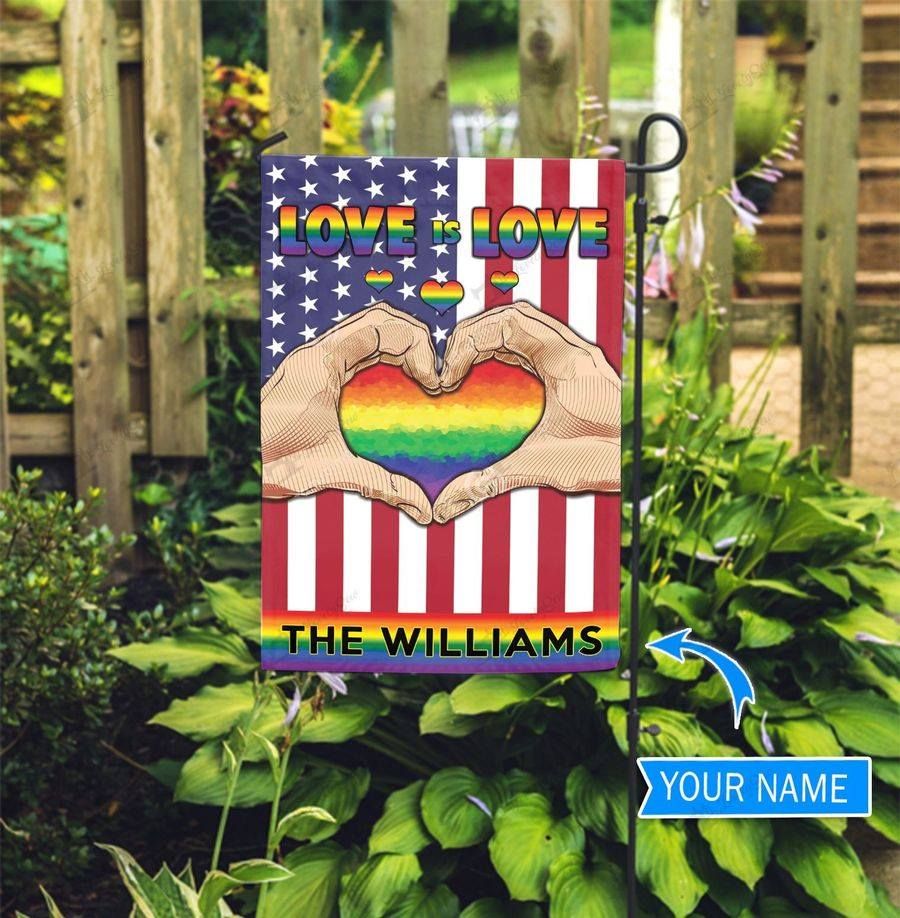 Personalized LGBT Love Is Love Custom Name Garden Flag