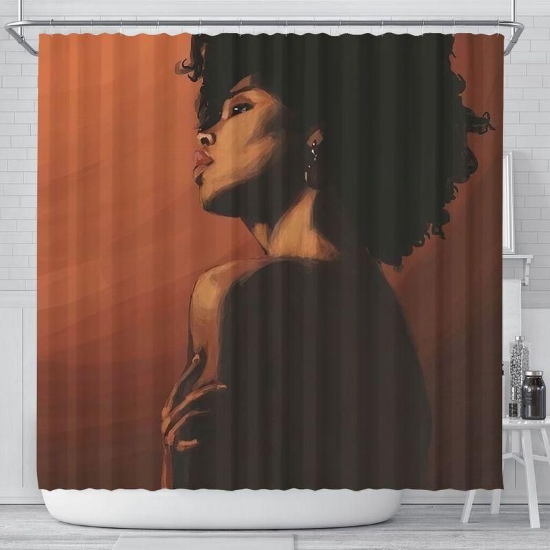 Black Gorgeous Woman Brown Shower Curtain PAN