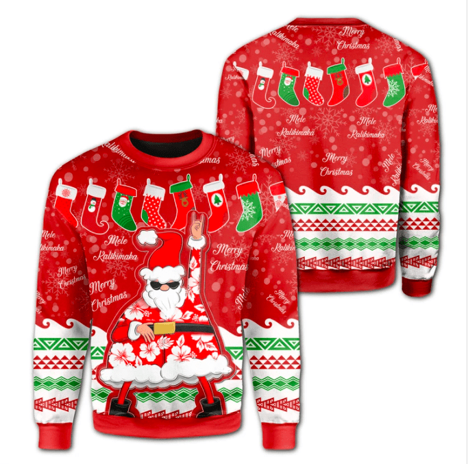 Santa Dancing Merry Christmas Mele Kilikimaka Sweater 3D All Over Print