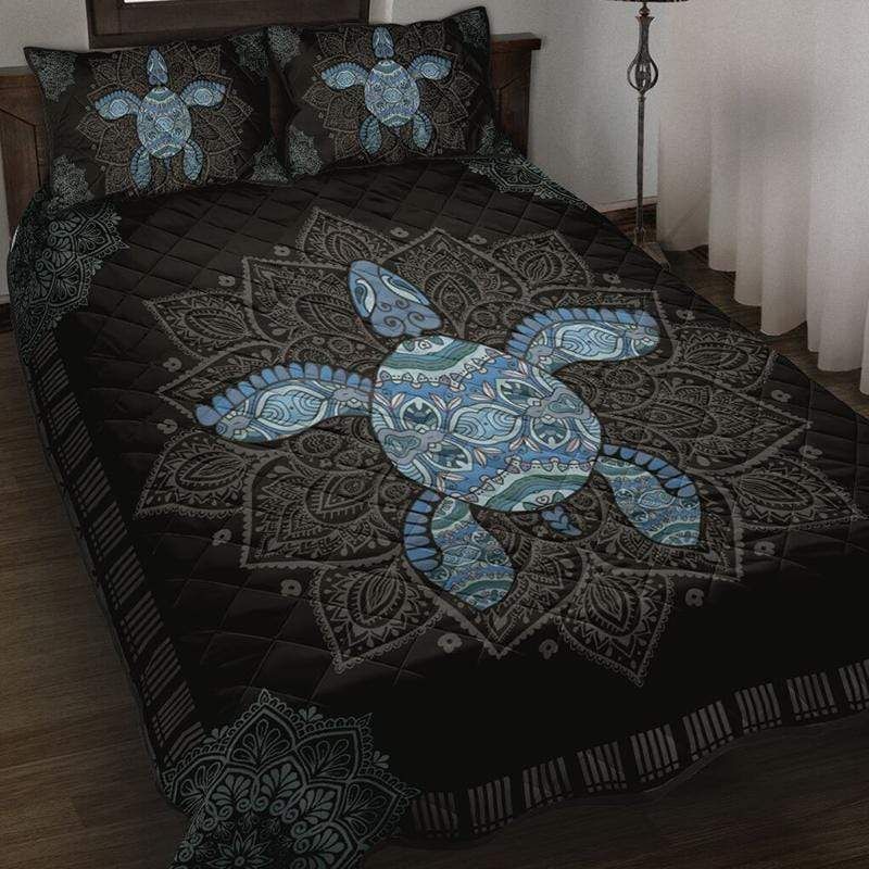 Blue Turtle Mandala Quilt Set