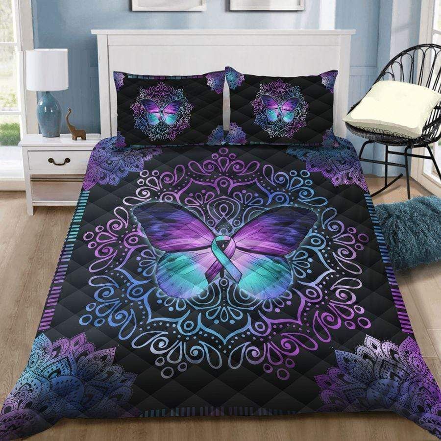 Mandala Purple Butterflies Quilt Set