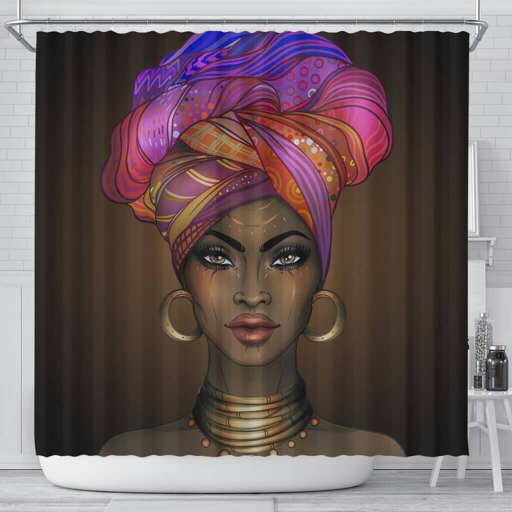 Proud African Beauty Black Woman Bathroom Shower Curtain