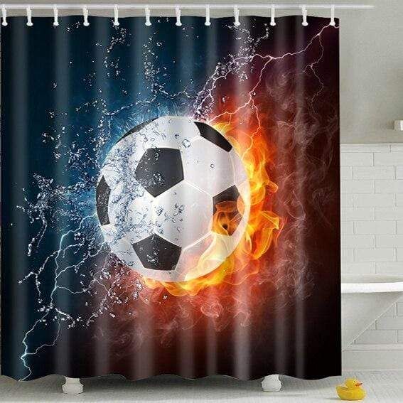 Fire Water Soccer Shower Curtain