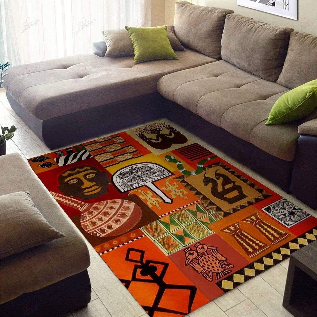 Traditional African Pattern Rectangle Rug
