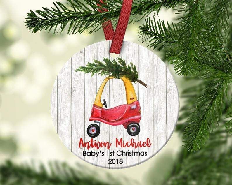 Personalized Boy'S Car Cute Christmas Ornamen Custom Name, Date