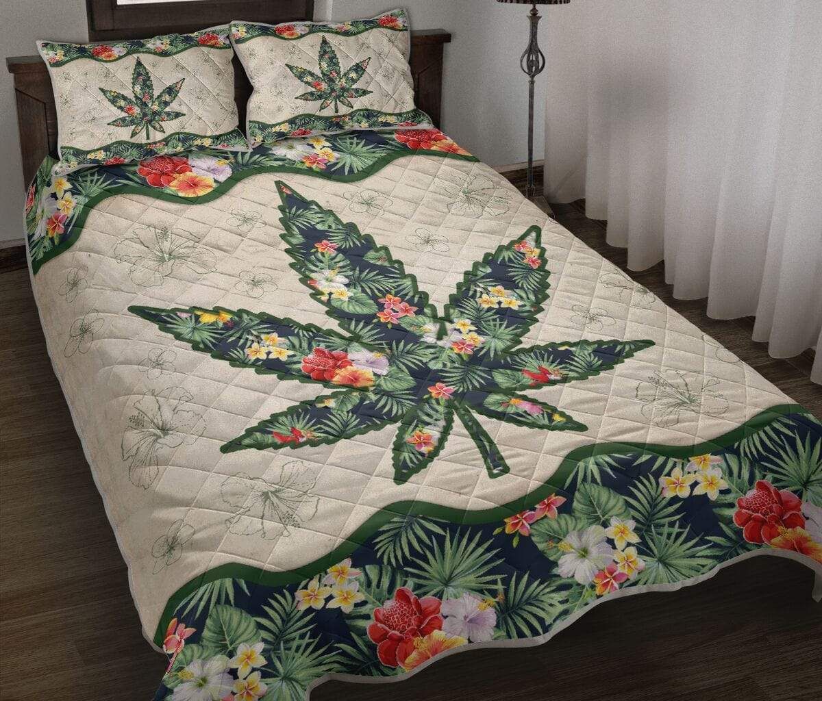 Tropical Flower Weed Quilt Set