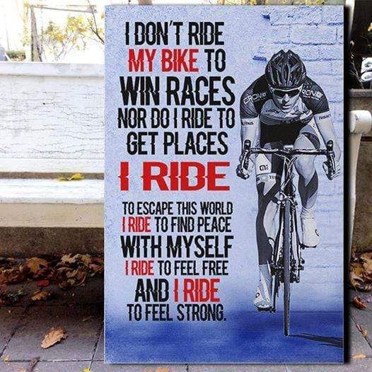 I Don'T Ride My Bike To Win Races Canvas Print Wall Art PAN