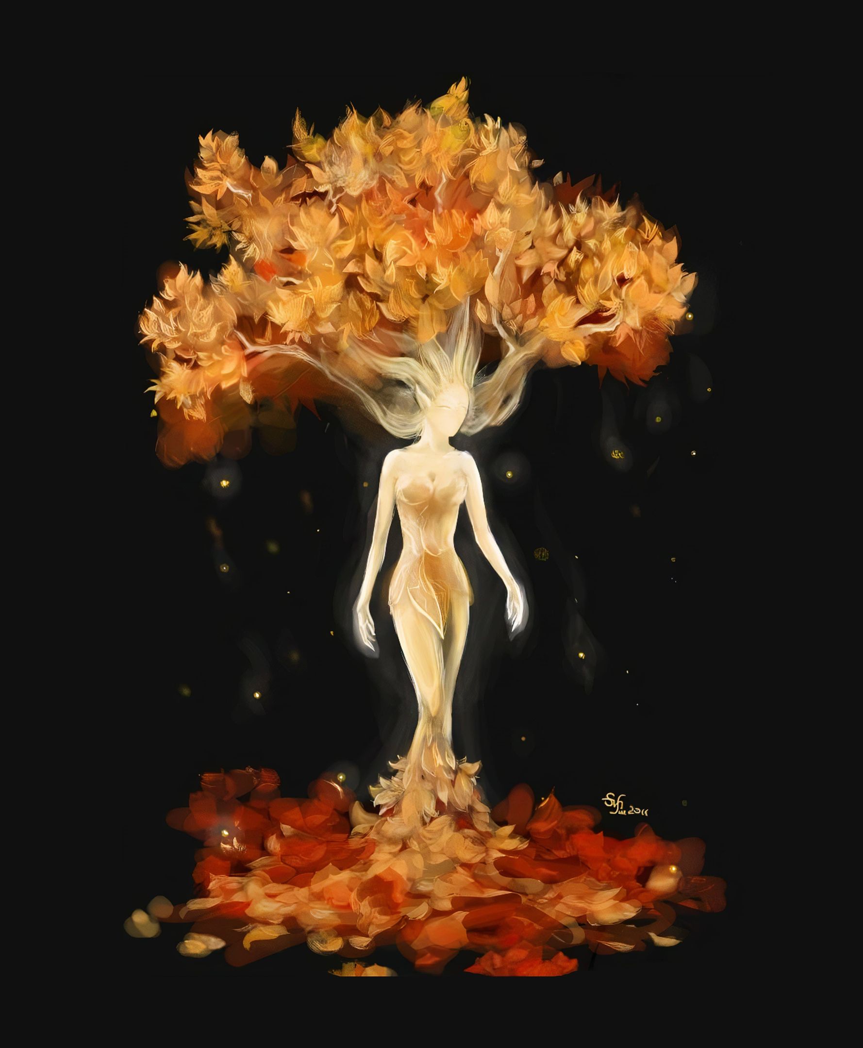 Tree Girl Painting Canvas Print PAN