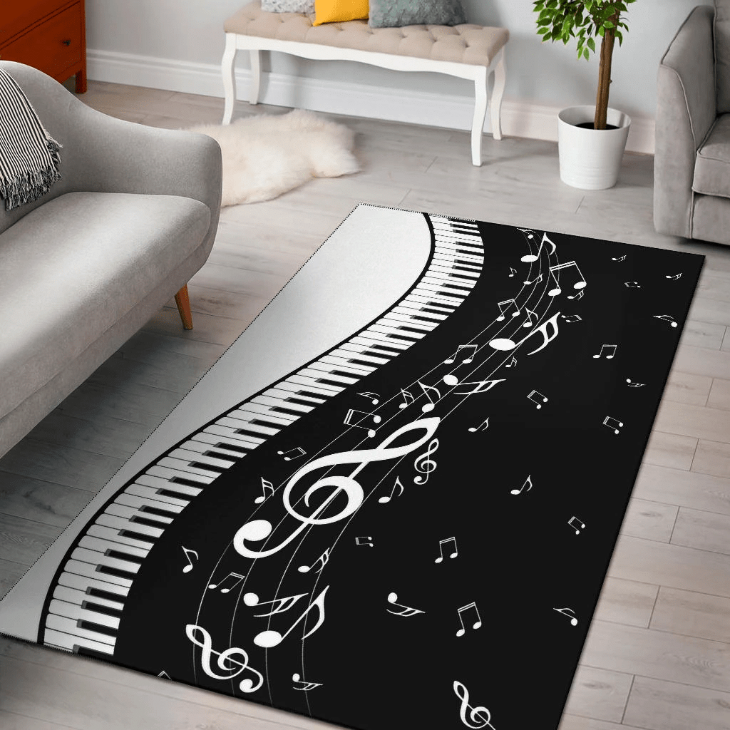 Musical Notes And Piano Rectangle Rug
