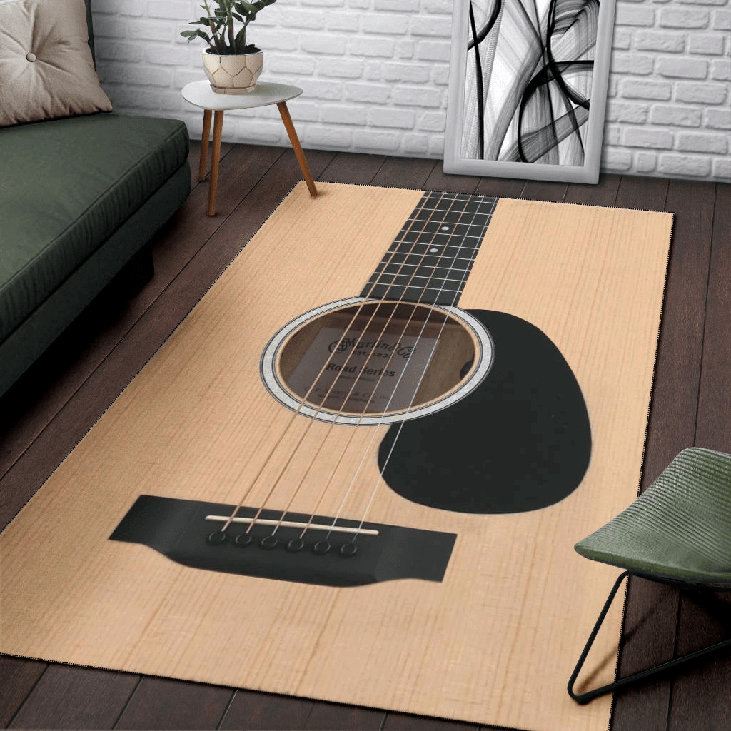 Music Wood Guitar Rectangle Rug