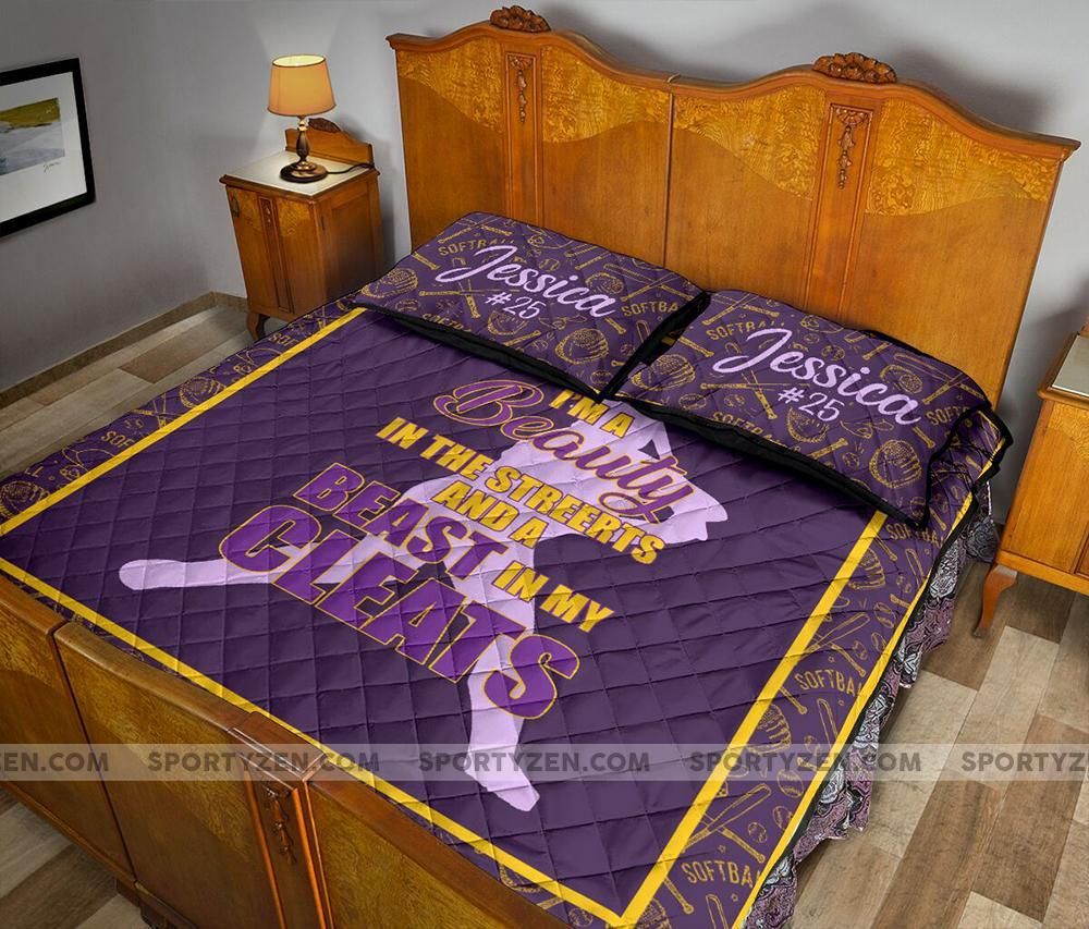 I'M A Beast In My Cleats Personalized Custom Name Quilt Set