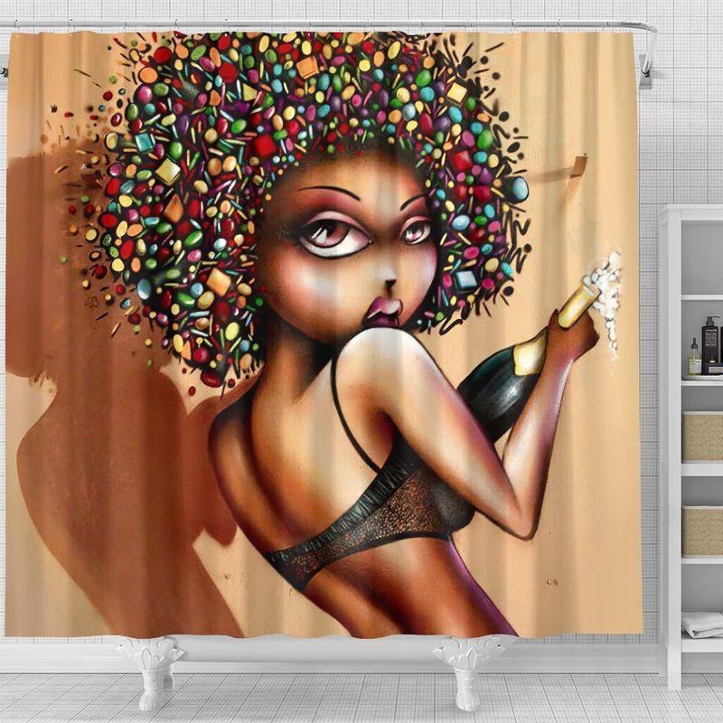 Black Girl And Wine Shower Curtain