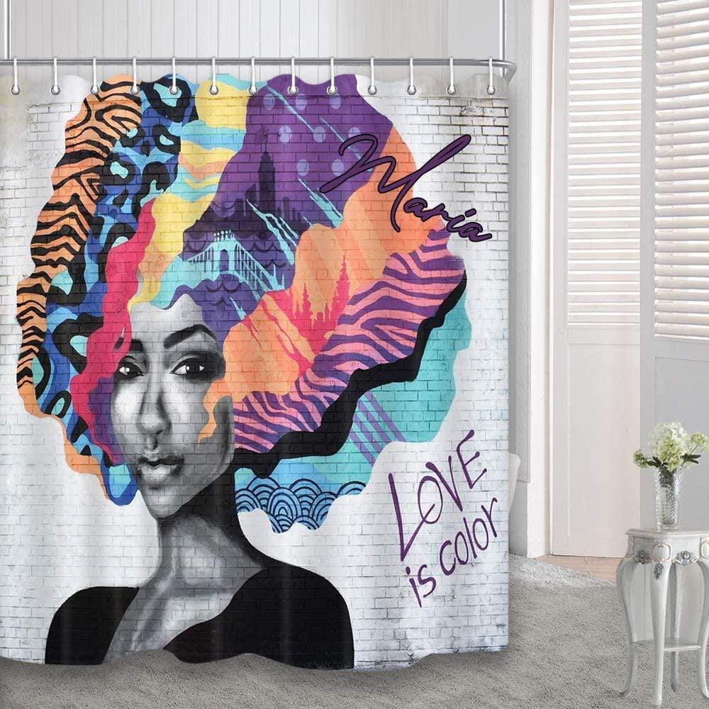 Personalized Black Girl Love Is Color Shower Curtain Custom Name