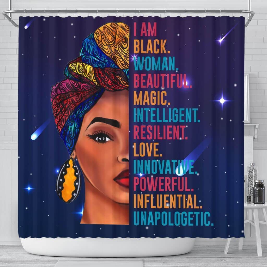 I Am African American Black Woman Bathroom Shower Curtain