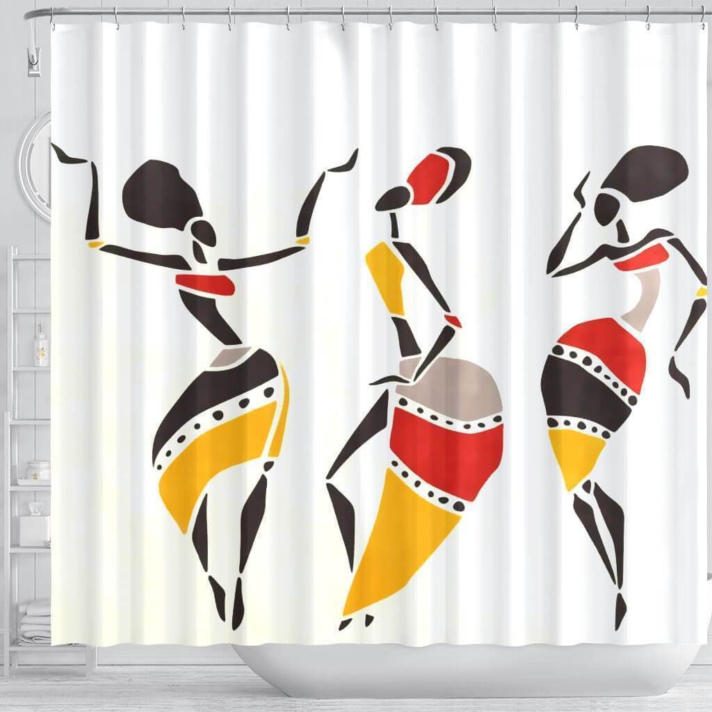 African Black Women Dancing Pattern Bathroom Shower Curtain