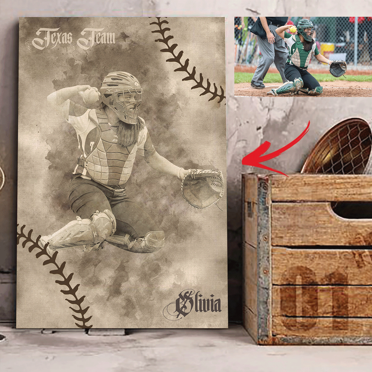 Personalized Softball Custom Canvas Prints With Photo PAN