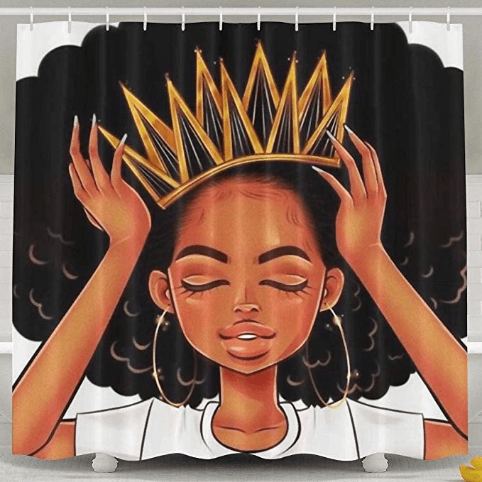 Black Art Hair Afro Queen Shower Curtain