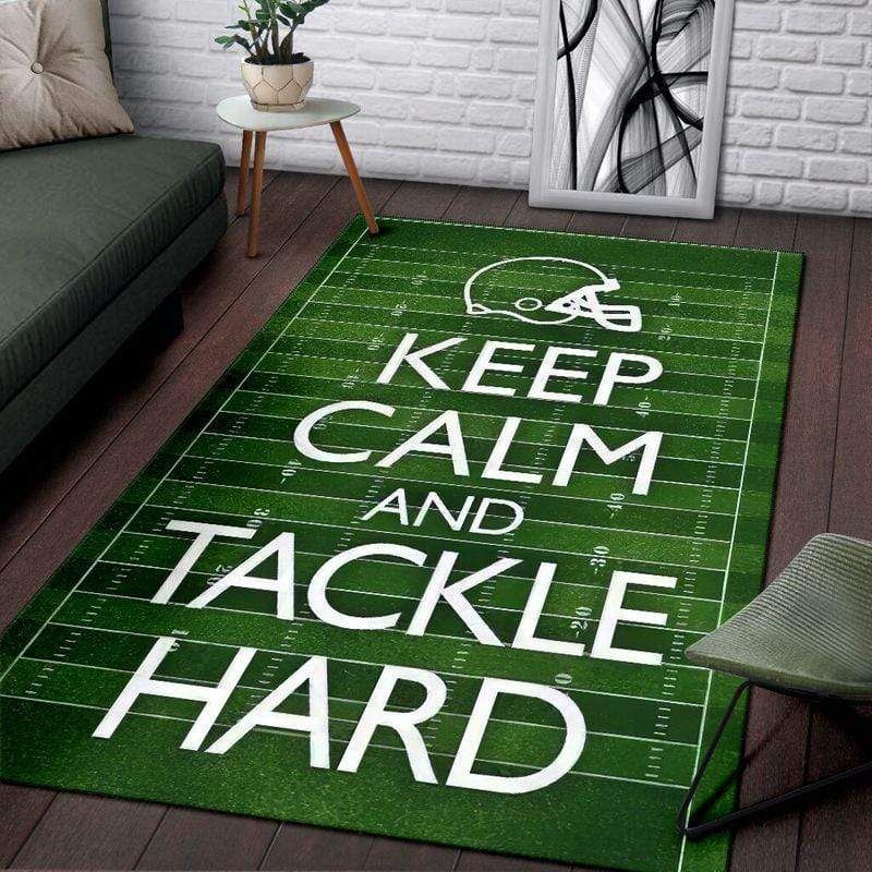 Keep Calm And Tackle Hard Football Rectangle Rug