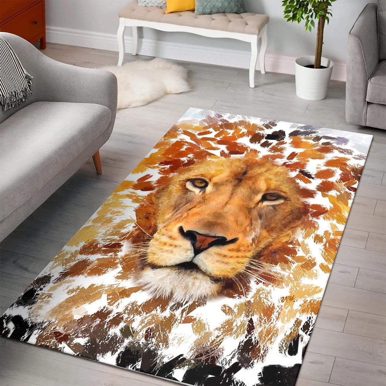 Lion Painting Art Rectangle Rug