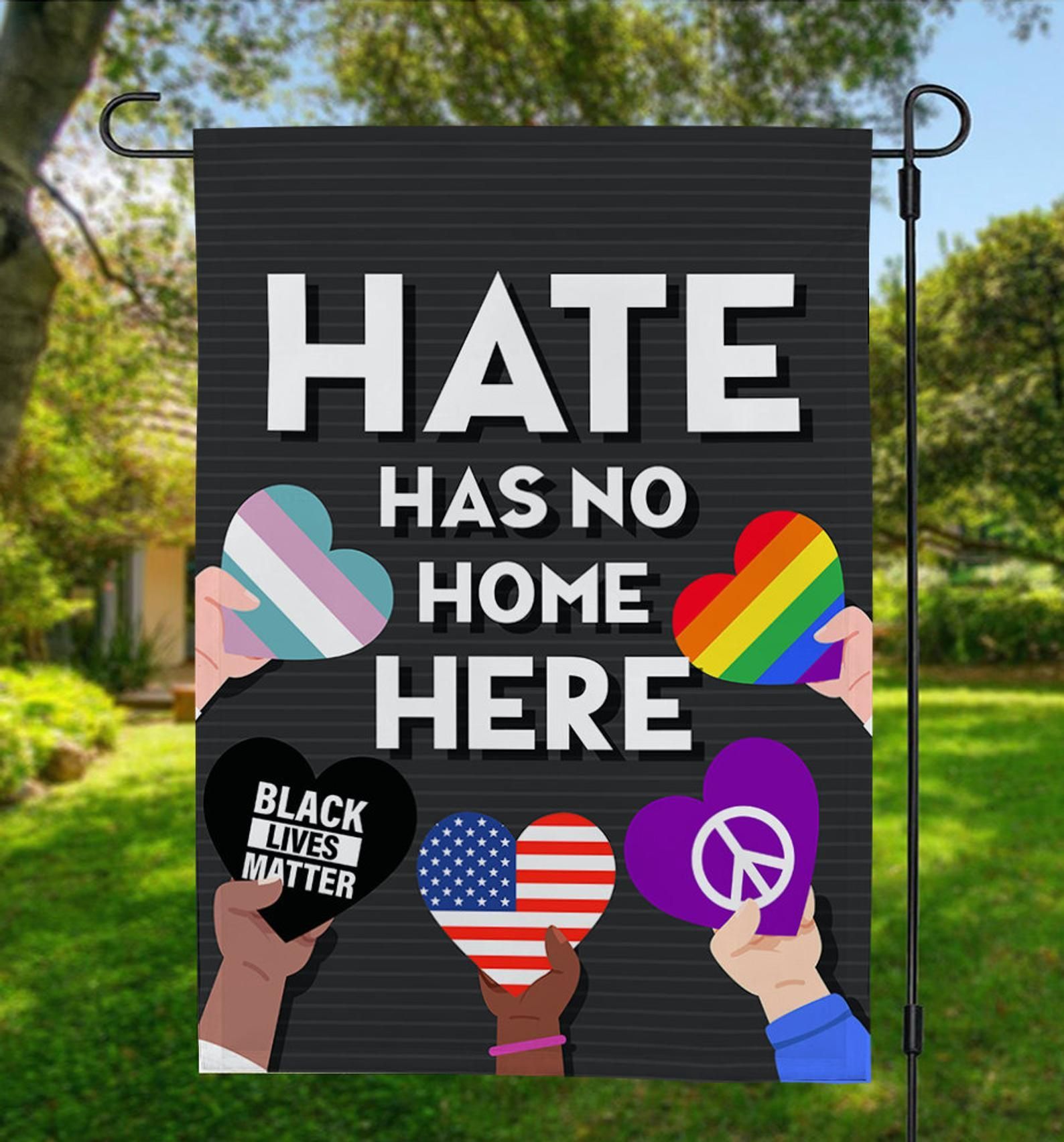 Hate Has No Home Here Kindness Juneteenth African American Garden Flag