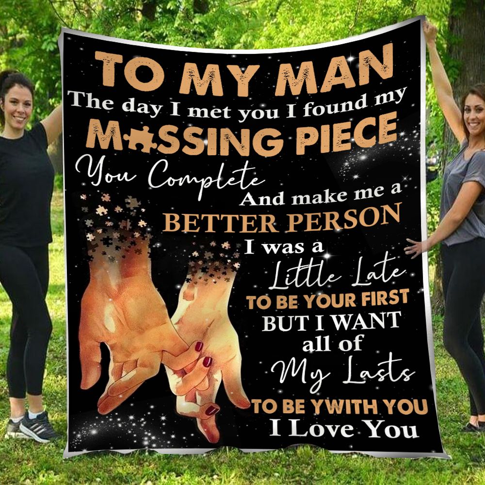 Valentine Day Gifts For Him Hand In Hand Fleece Blanket I Found My Missing Piece PAN