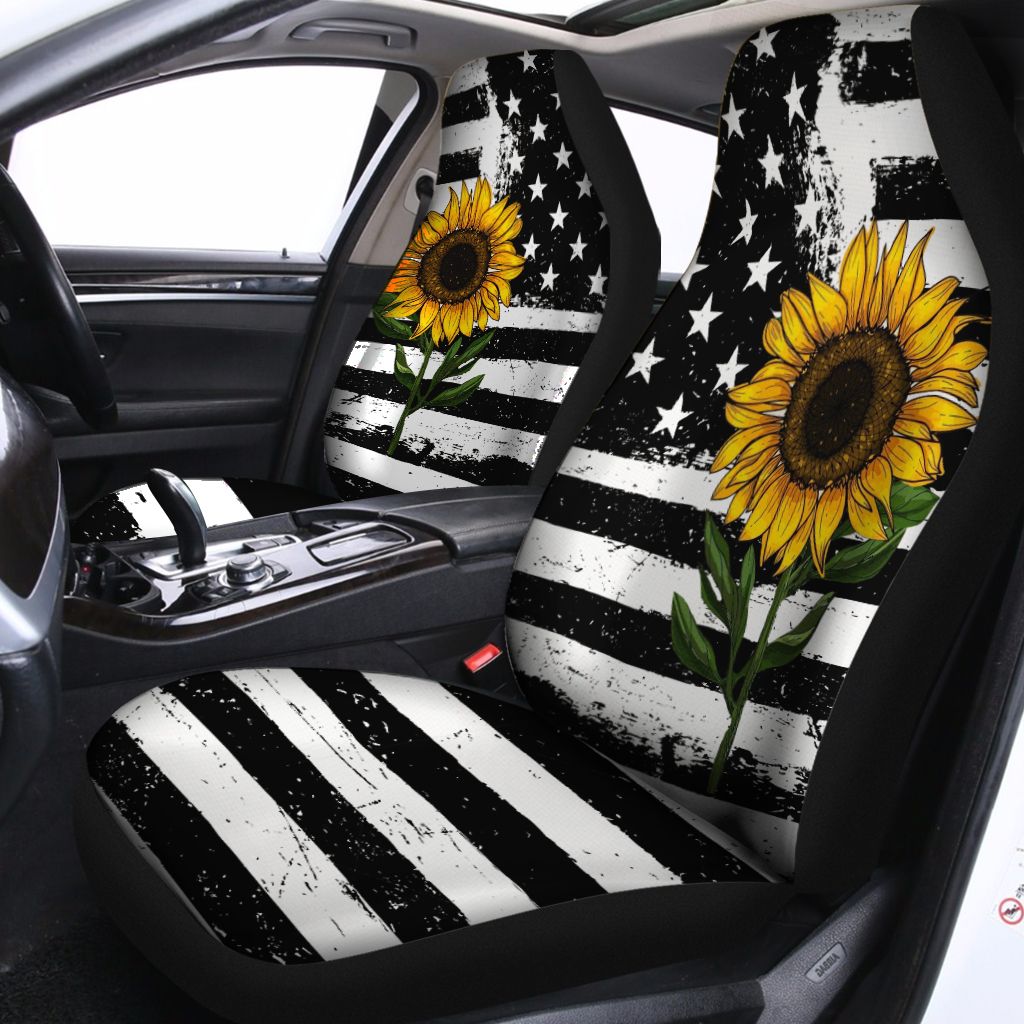 Sunflower American Flag Car Seat Cover PANCSC0005