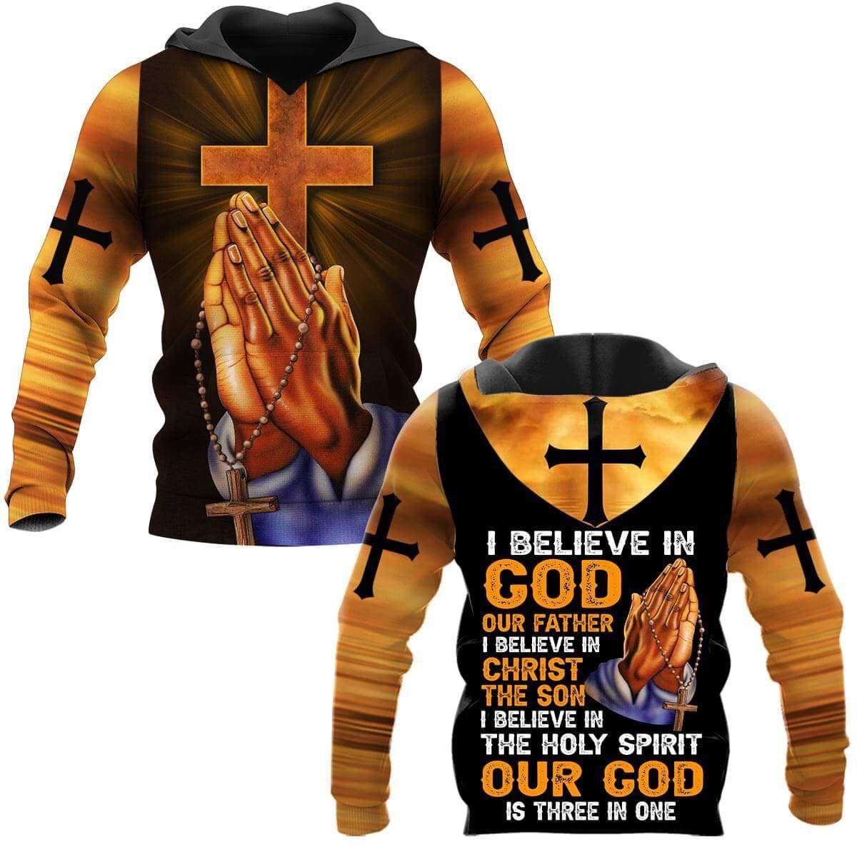 Our God Is Three In One God Hand Bless Us Hoodie 3D All Over Print