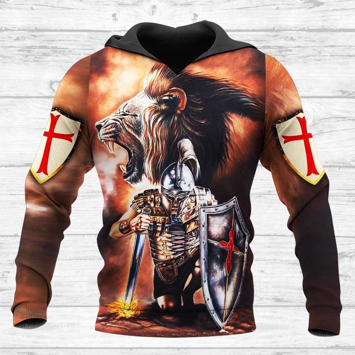 Lion King With Veteran Hoodie 3D All Over Print