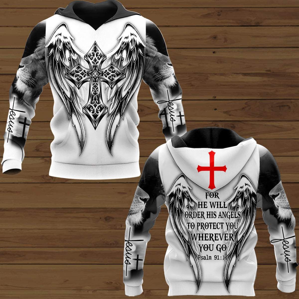 B&W Angel Wing For He Will Order His Angles Hoodie 3D All Over Print PAN3HD0104