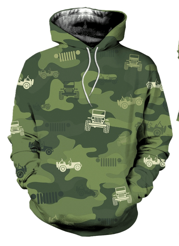 Camo Jeep Pattern Hoodie 3D All Over Print PAN3HD0054