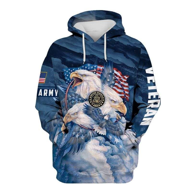 Military And Veterans Eagle Hoodie 3D All Over Print