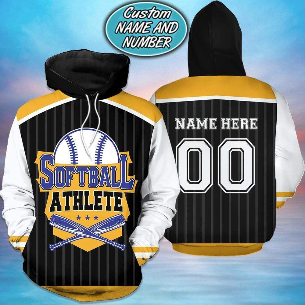 Personalized Softball Athlete Custom Name & Number Hoodie 3D All Over Print