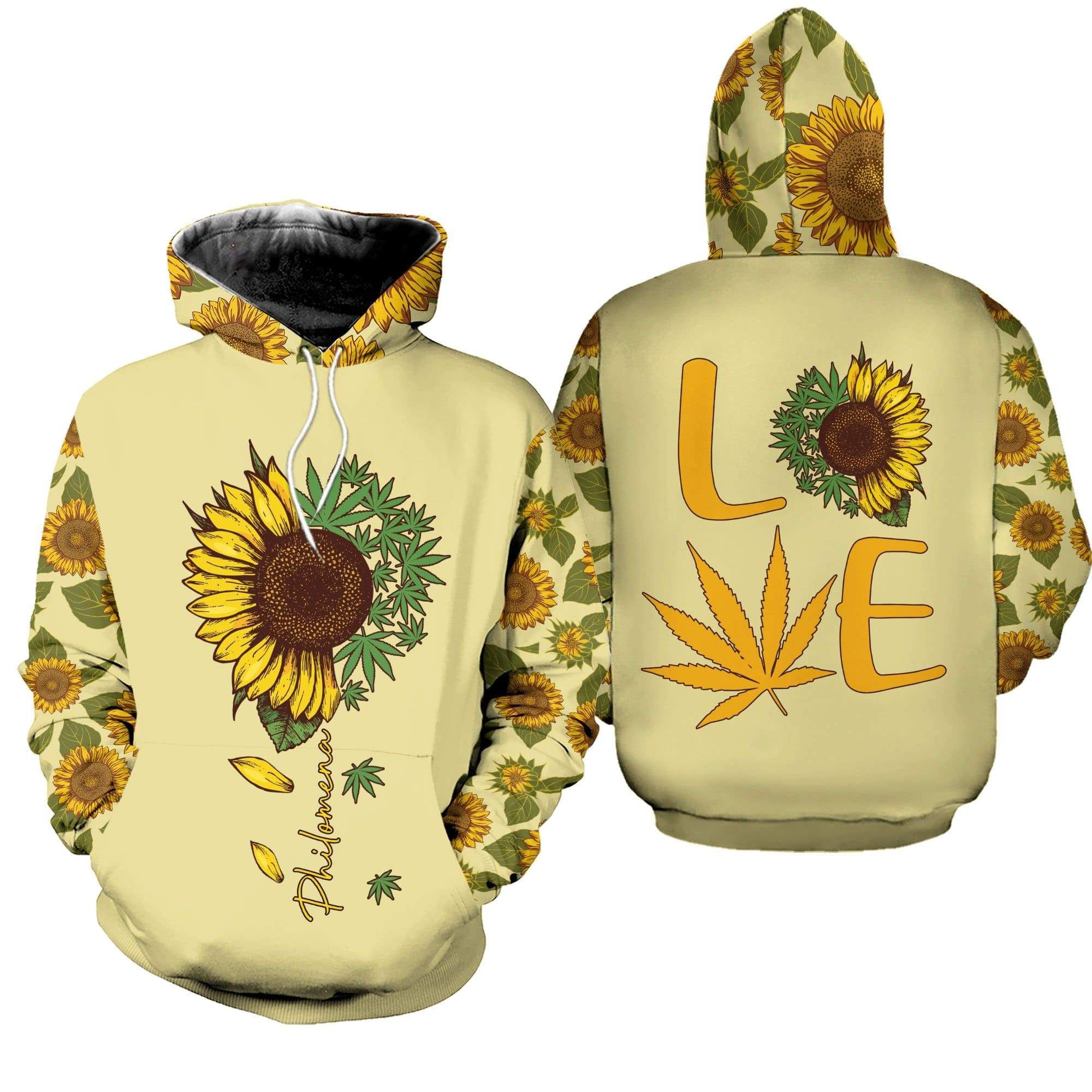 Cannabis Love Sunflower Hoodie 3D All Over Print PAN