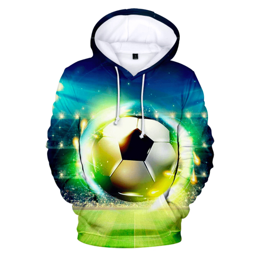 Soccer Ball Green Light Hoodie 3D All Over Print