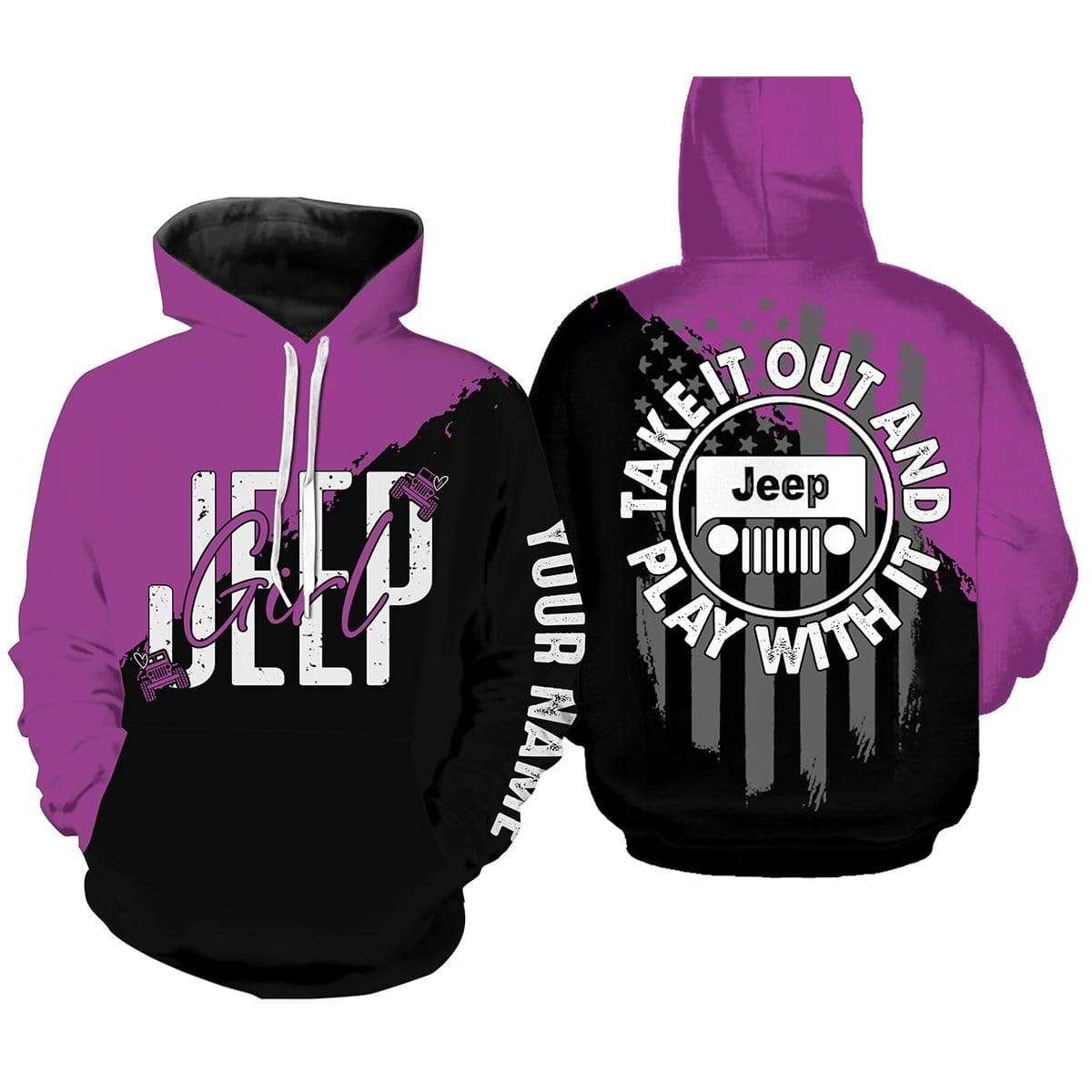 Personalized Jeep Girl Take It Our And Play With It Pink And Black Hoodie 3D All Over Print PAN3HD0082
