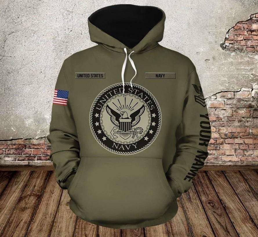 Personalized U.S Navy Green Army Custom Name Hoodie 3D All Over Print