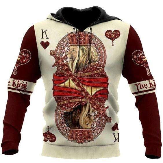 King Hearts Lion Poker Hoodie 3D All Over Print