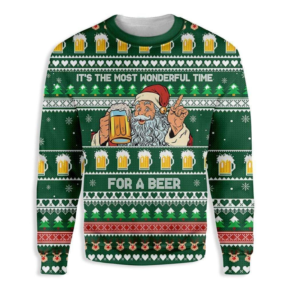 It'S The Most Wonderful Occasion For A Beer Christmas Santa Sweatshirt AOP
