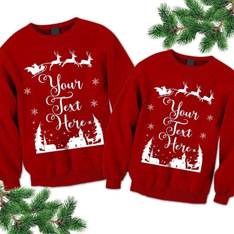 Personalized Matching Family Christmas Sweater All Over Print Customized Text