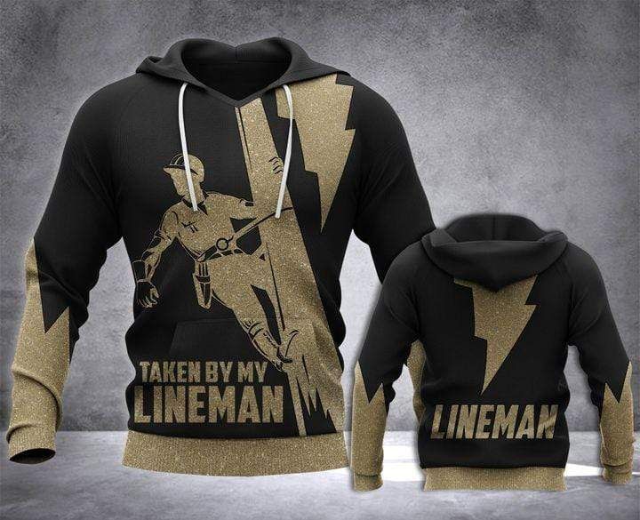 Taken By My Lineman Black And Yellow Bling Hoodie 3D All Over Print