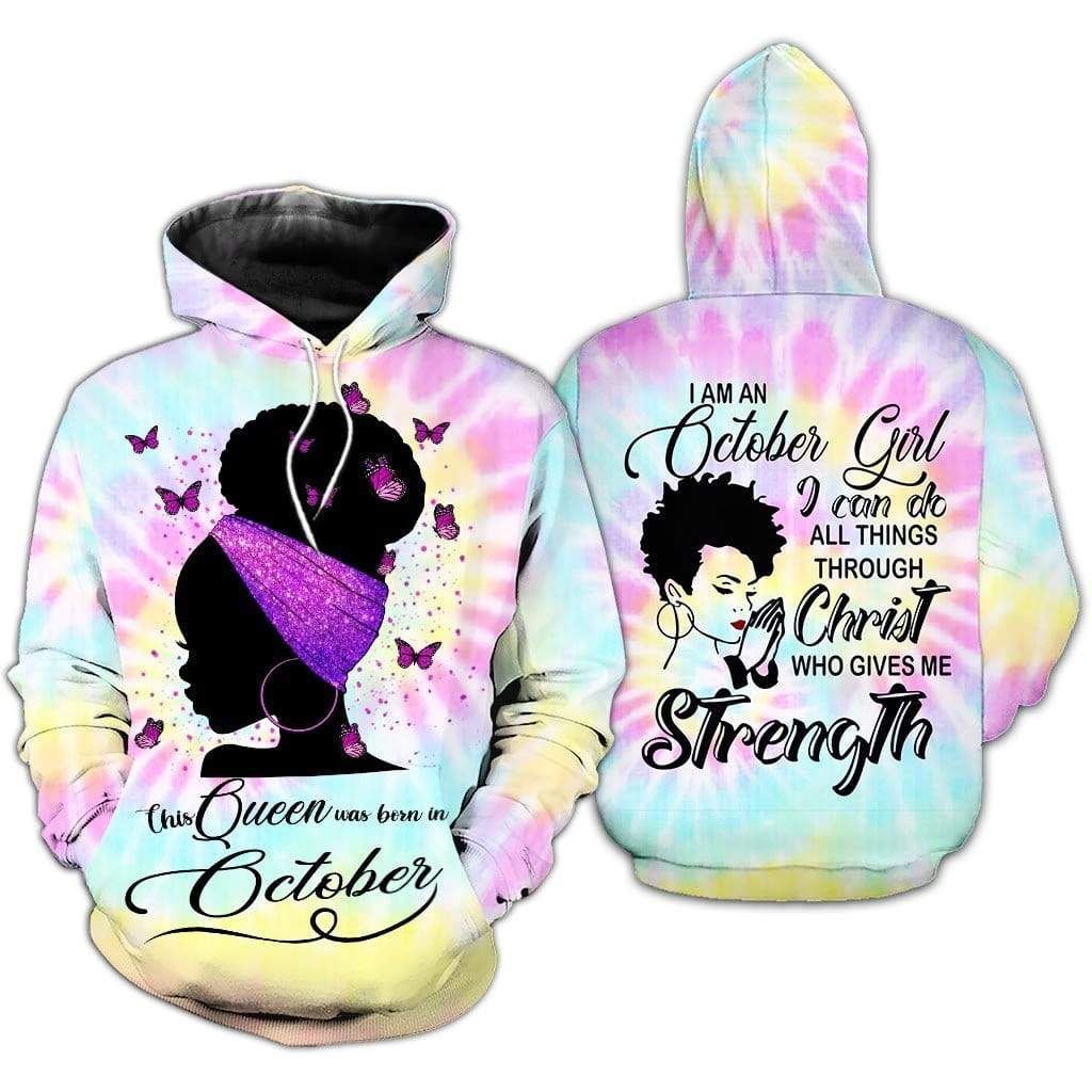 Personalized Black Queen Hippie Birthday Hoodie 3D All Over Print Custom Month