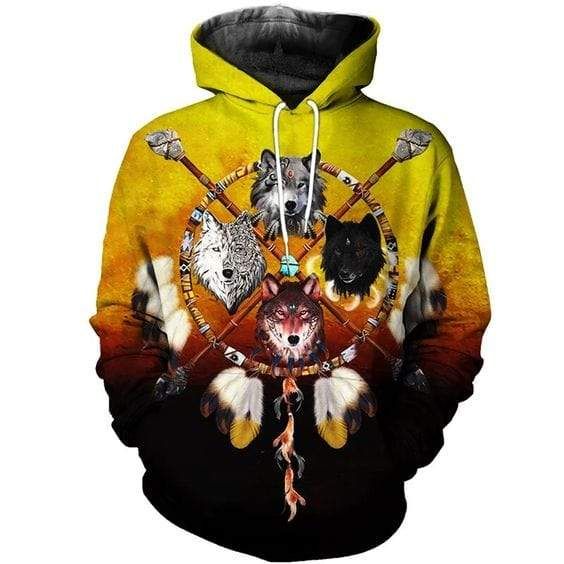 Native Americans Dreamcatcher Wolf Hoodie 3D All Over Print