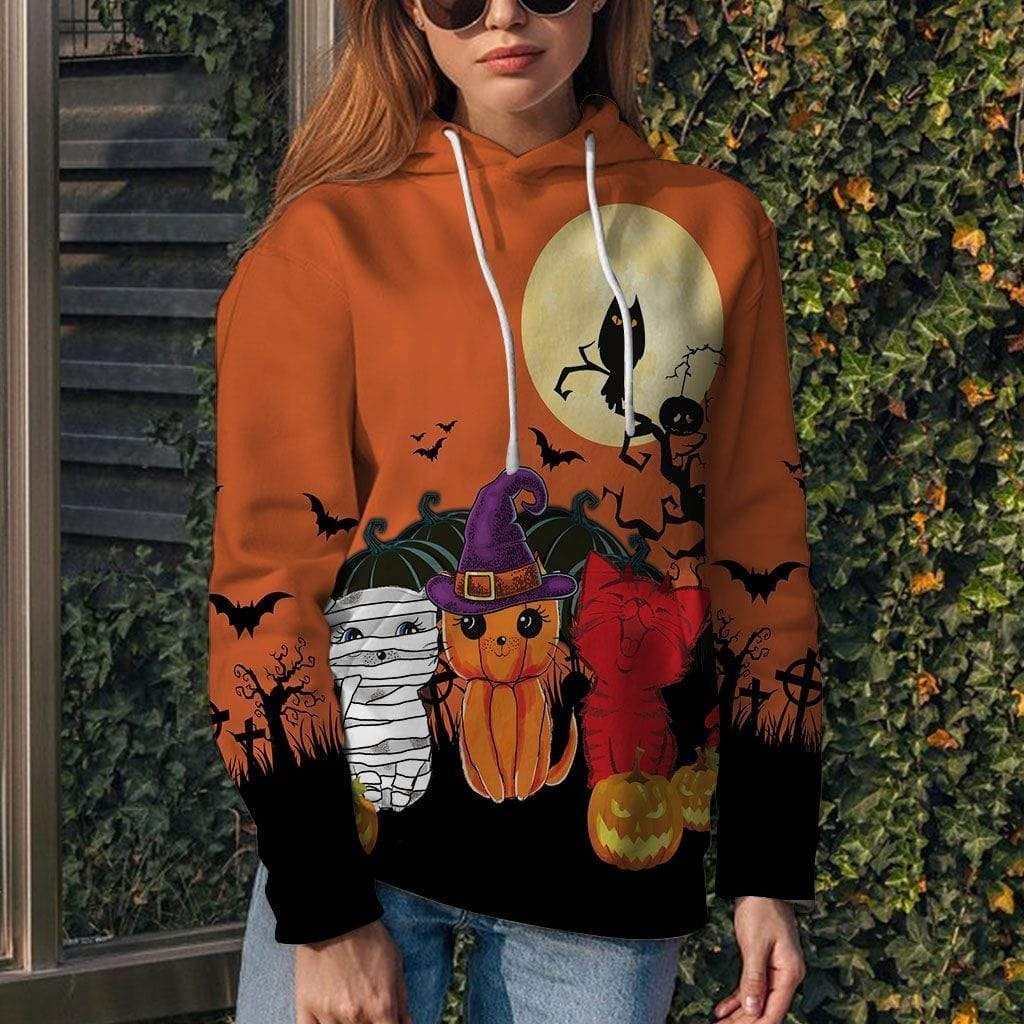 Halloween The Mummy Witch Kitten Hoodie 3D All Over Print
